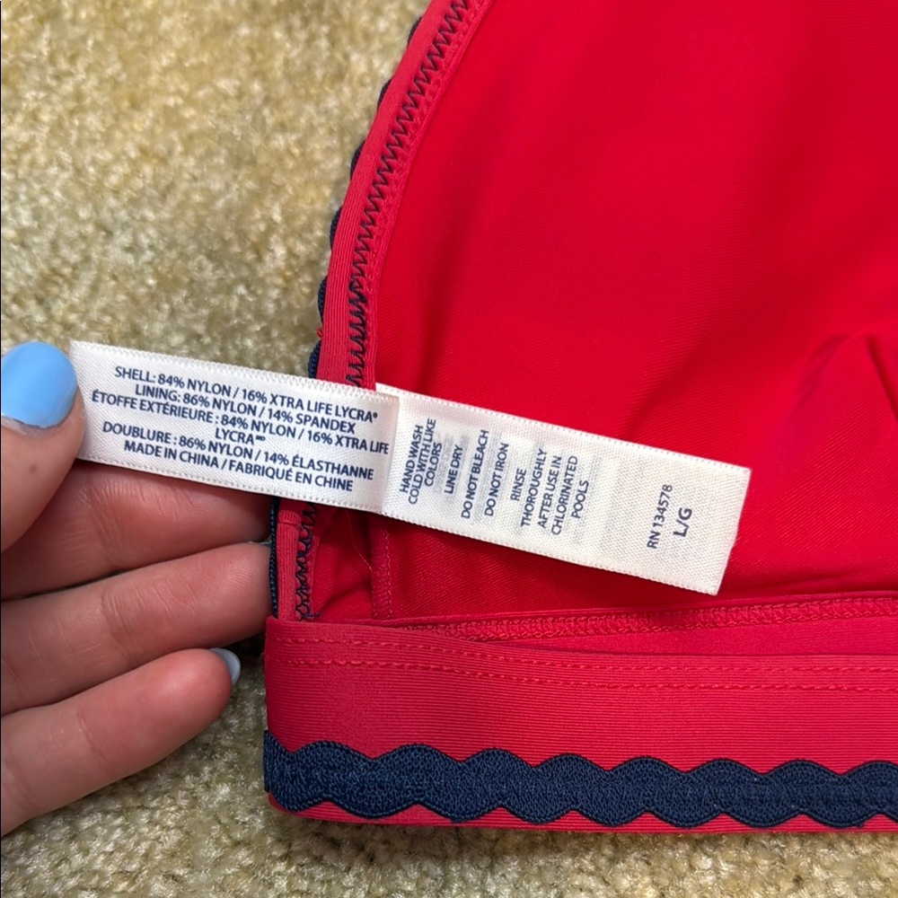 Vineyard Vines Red and Navy Bikini Top - Picture 3 of 4
